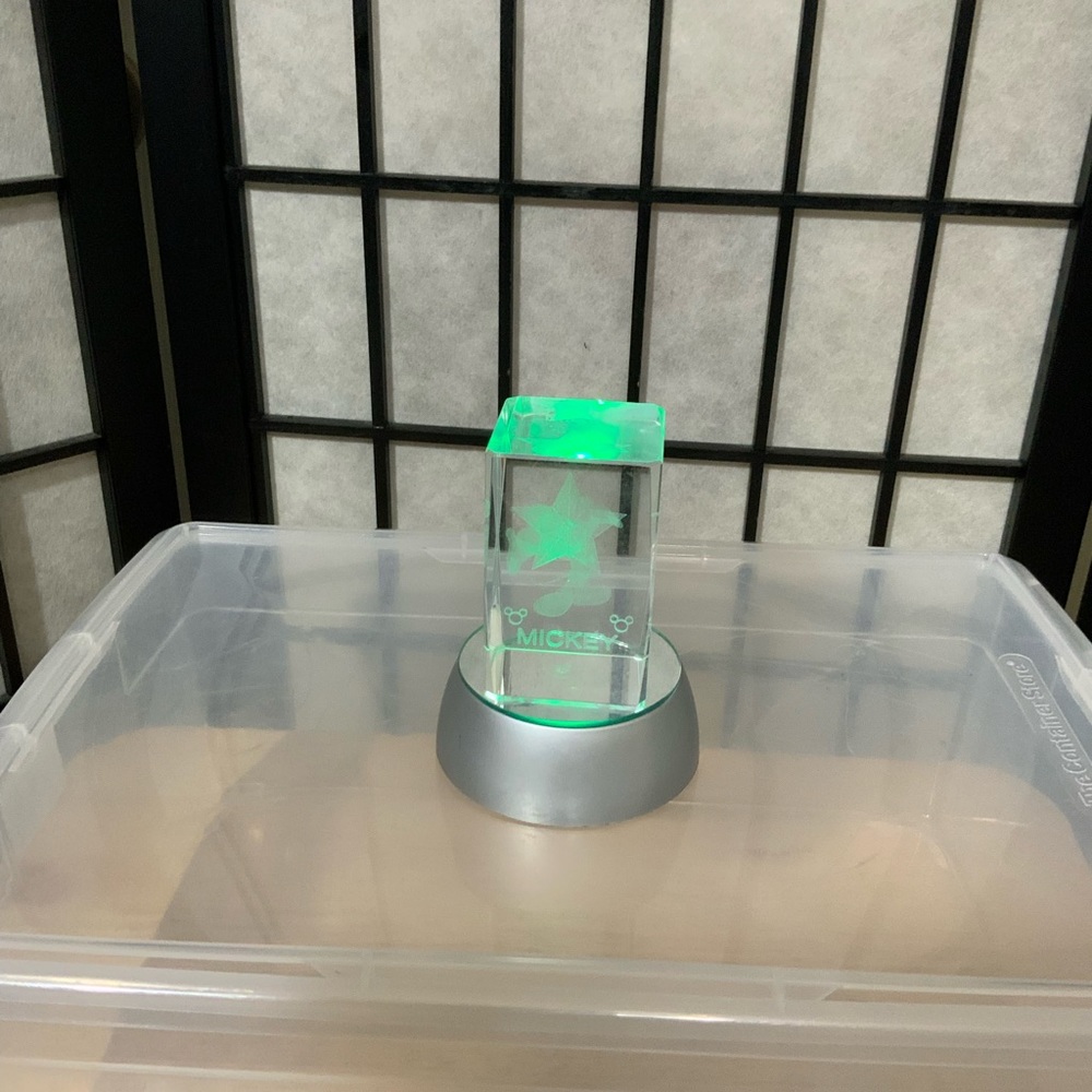 3D Laser Etched Mickey Mouse With Color Changing LED Light Base.